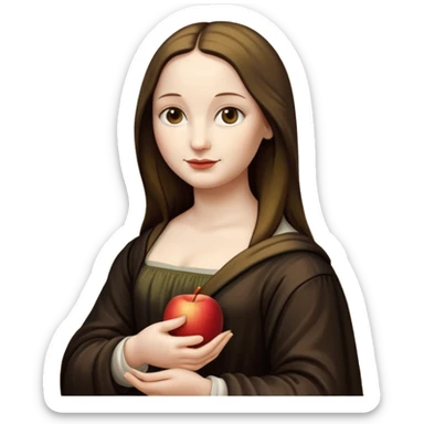 Mona Lisa, classic pose, apple emoji style sticker