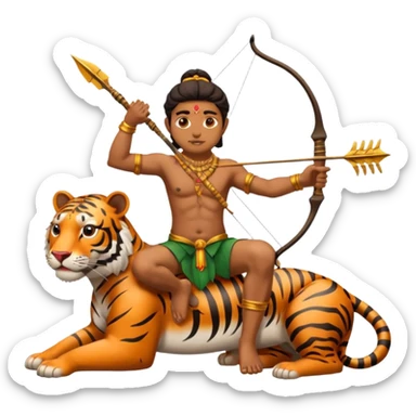 Ayyappa sitting on tiger with bow and arrow sticker