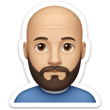 Head bald with stylish beard and light dark skin sticker