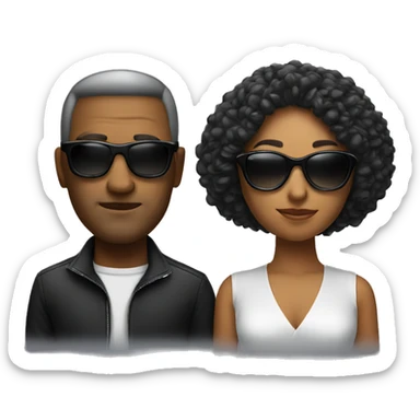Woman and man looking cool with sunglasses facing forward sticker