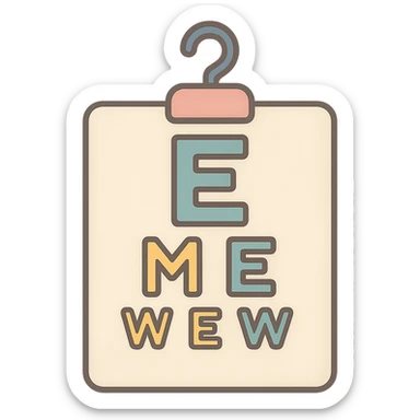 Make the Sivtsev eye chart icon look soft and matte with gentle shadows and subtle highlights. Keep the hanging loop, vector style, clean outlines, pastel palette, and transparent background. sticker