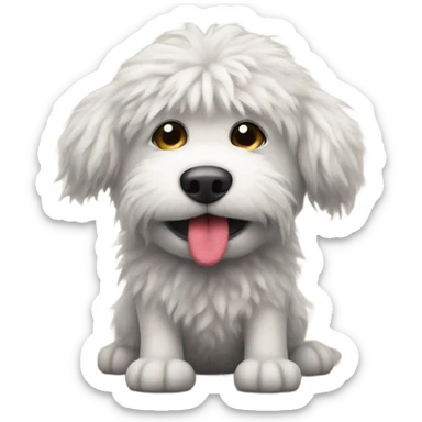 Fluffy dog with sock in mouth sticker