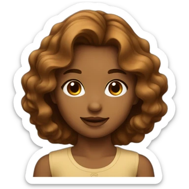 Girl with wavy heart brown sticker