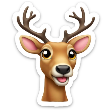 Deer with its tongue out  sticker