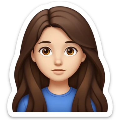 A girl with brown thick and long hair and dark brown eyes and white skin  sticker