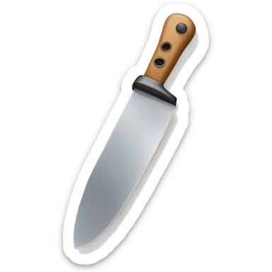 “Create a friendly smiling face holding a small kitchen knife, cartoon style.” sticker