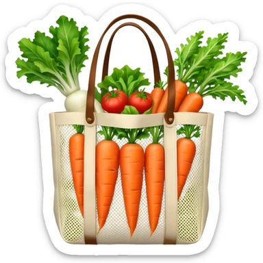 Net back with white nets that is used for shopping and putting vegetables in it, it looks like tote bag sticker