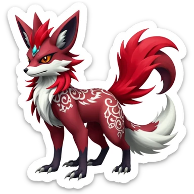 Shiny Exotic Gothic Badass Delphox-Zoroark-Zangoose-hybrid-creature sticker