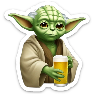 Yoda drink a beer sticker