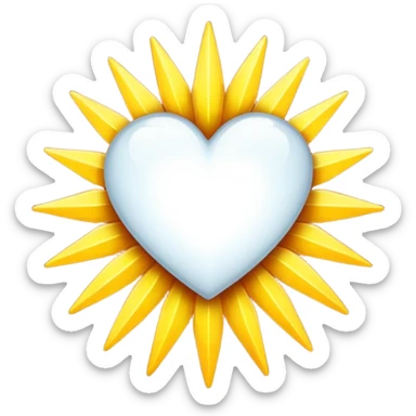 white heart with a sunburst effect sticker
