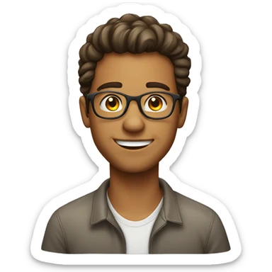 A 25 year old ,man is waring glasses and smilling sticker