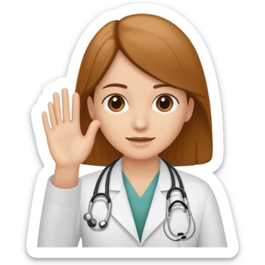 Radiografía de mano sostenida por un médico sin estetoscopio bata blanca  piel clara cabello café obscuro sticker