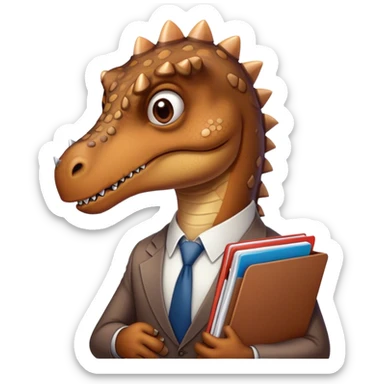 sad office dinosaur holding folders sticker