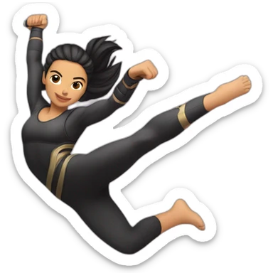 female Ninja Warrior athlete of Hispanic descent, captured mid-air sticker