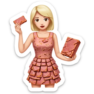 paris art woman with SPAM MEAT dress eating spam sticker
