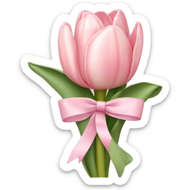 Light Pink tulip bouquet with a light pink bow  sticker