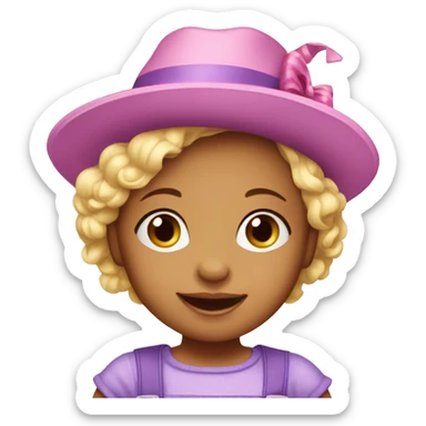 1 year old birthday party girl with hat sticker