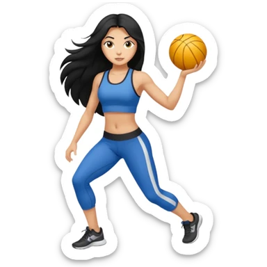 Long black hair girl with gym aesthetic  sticker