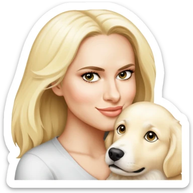 Person with white golden retriever.  sticker