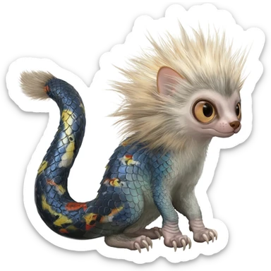Flurry furry scaly sergal-serval-possum-sphynx-Koi-sergal-fusion-animal-hybrid-creature with a snake-tail sticker