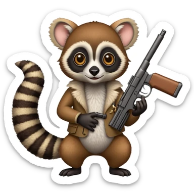 Lemur with a gun sticker