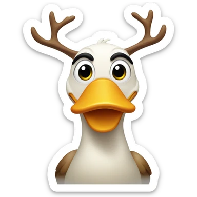 Duck with reindeer antlers sticker