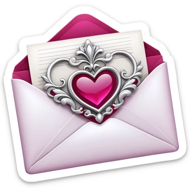 Romantic Red Magenta White Silver Aesthetic Love Letter sticker