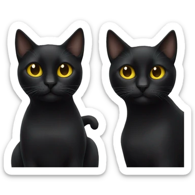 Two black cats with slim faces and yellow eyes sticker