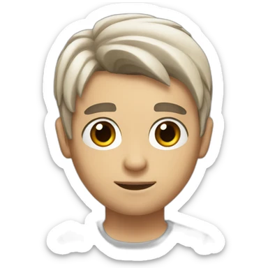 half cut hair boy, white, with brown eyes, and a little bit of beard sticker