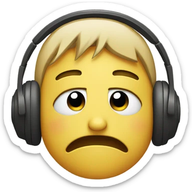 Face with headphones crying sticker