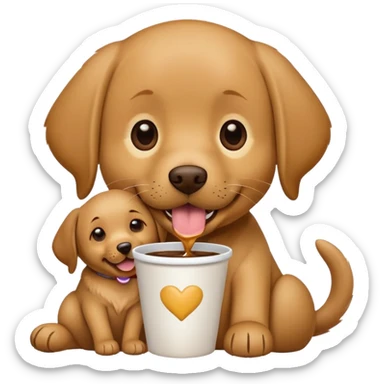 brown labrador eating a pup cup sticker