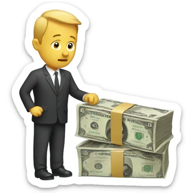 Man losing money sticker