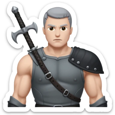 man executioner in gray warrior suit sticker