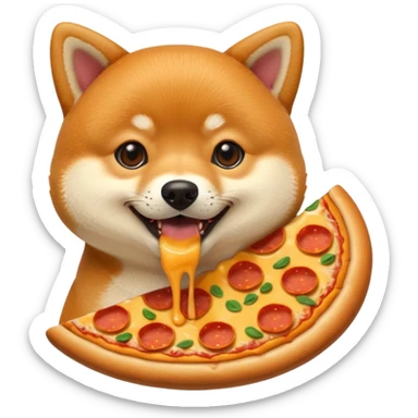 animated shiba inu eating pizza sticker