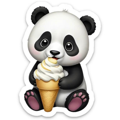 Panda eating ice cream sticker
