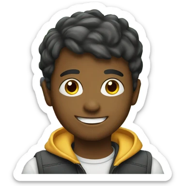 smiling boy with car background sticker