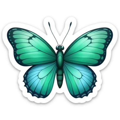 Beautiful aesthetic butterfly with dark green colors and light blue wings sticker