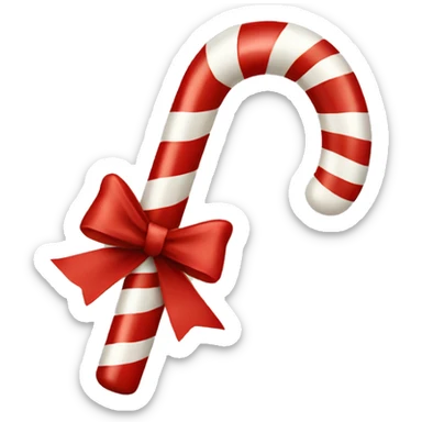 candy cane with a red bow  sticker