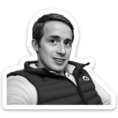 smiling boy in monochrome vest sticker