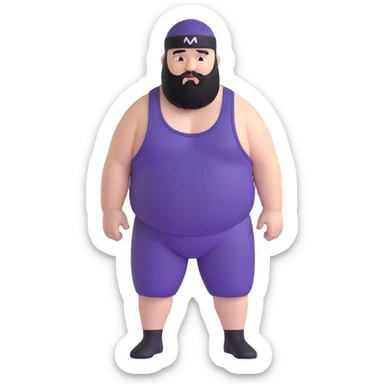 White skin fat guy with black durag and black beard in wrestling singlet sticker
