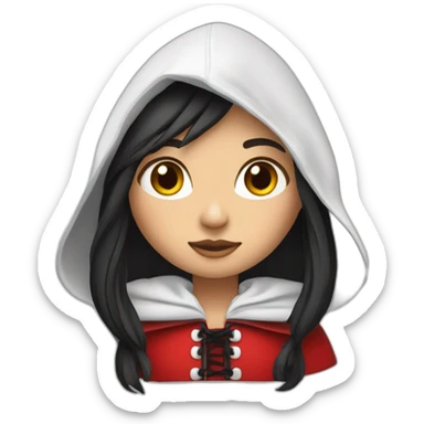 red-ridding-hood-girl-with-long-black-strait-hair-with-white-break sticker