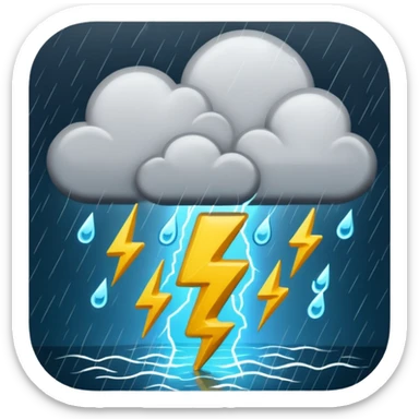 Pouring rain storm with lightning and dark clouds sticker