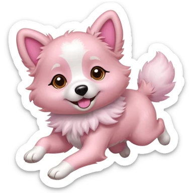 pink girly dog jumping in the air sticker