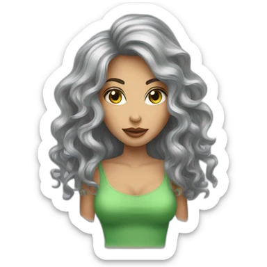 femme grande cheveux chatains les yeux verts et les levres epaisses sticker