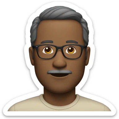 45 year old white man with glasses and without a mustache sticker