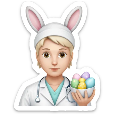 plastic surgeon with bunny ears and Easter eggs sticker