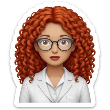 rizada peli roja , trigueña , con lentes y ropa blanca pelo largo  sticker