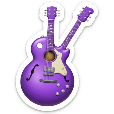 a purple Christmas ornament with a guitar sticker