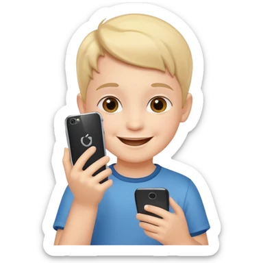 happy child with phone in hand sticker