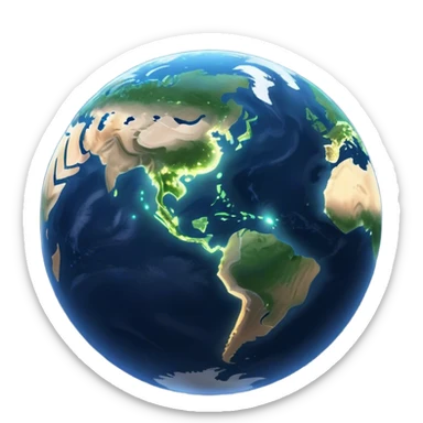 night earth showing lights of cities sticker